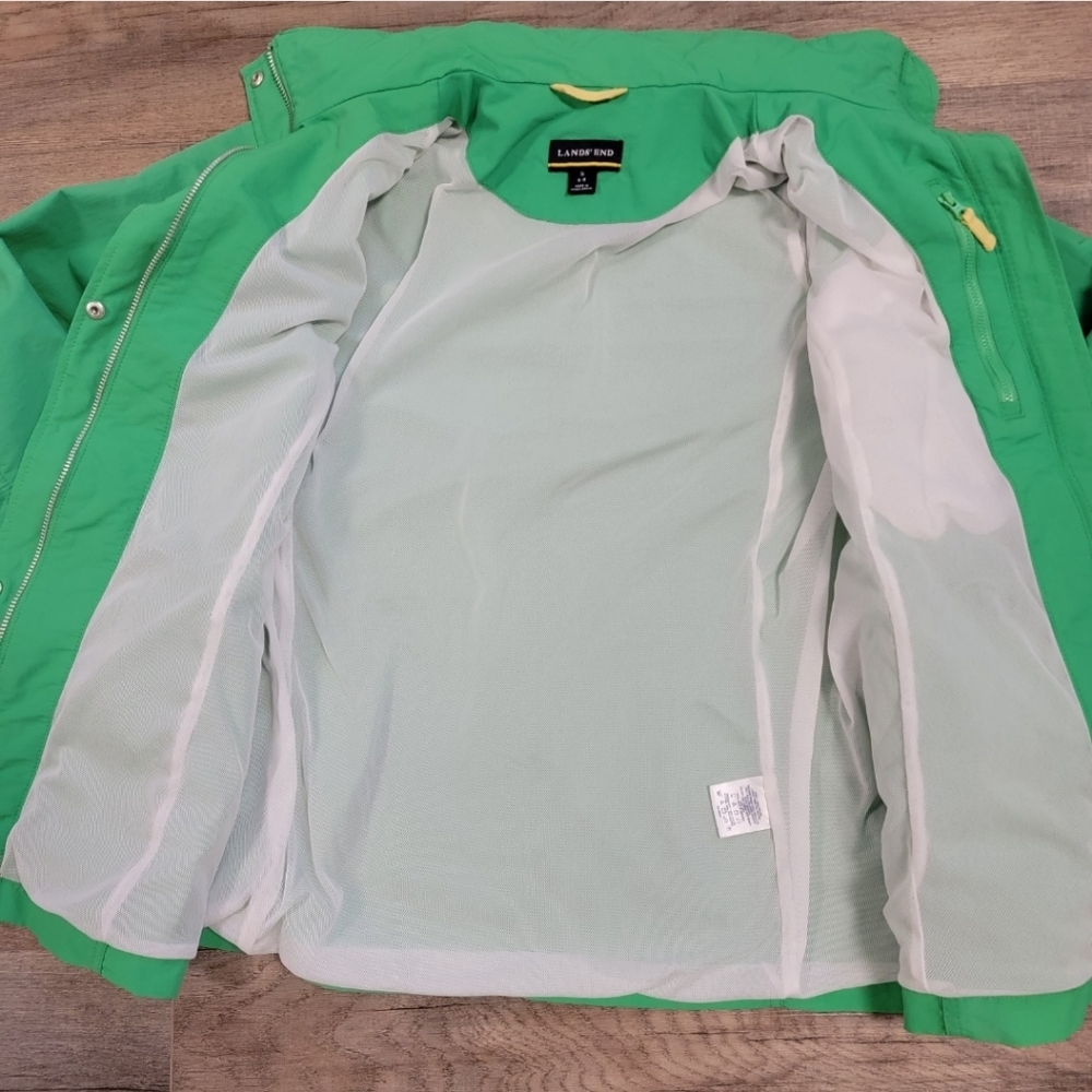 Lands End Womens Size S Rain Jacket Windbreaker Green Nylon Hooded Lightweight - Picture 3 of 16